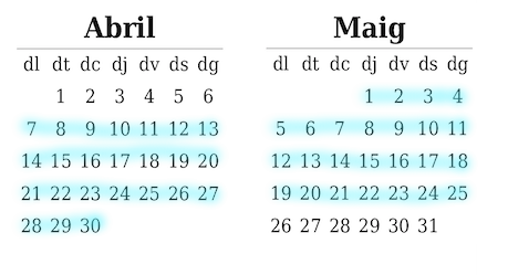 6a ronda de partits. Abril maig.